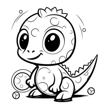 Şirin bir karikatür dinozor. Vektör çizimi. Çocuklar için boyama kitabı