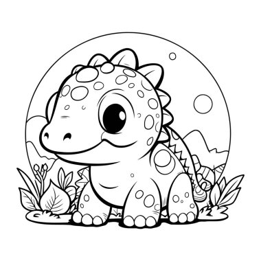 Sevimli Dinozor Vektör Resimlerinin Renkli Sayfa Özeti