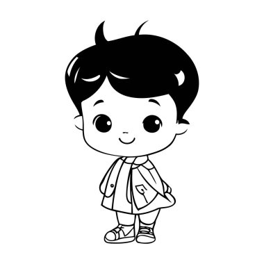 Sevimli küçük çocuk çizgi film vektör illüstrasyon grafik tasarım vektör çizim grafik tasarımı