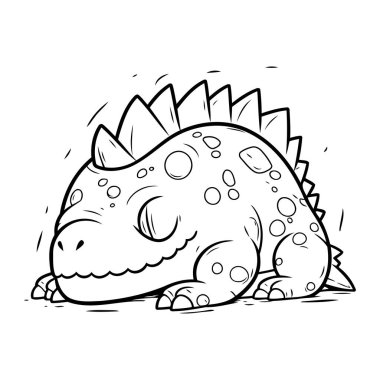 Beyaz arka planda sevimli bir dinozorun vektör çizimi. Satır sanatı.