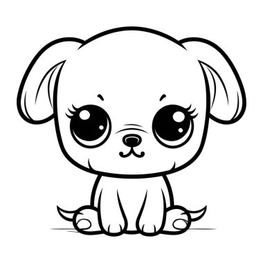 Beyaz arka planda izole edilmiş şirin çizgi film köpeği. Vektör illüstrasyonu.