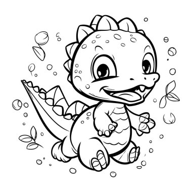 Çocuklar için boyama kitabı. Şirin dinozor. Vektör illüstrasyonu.