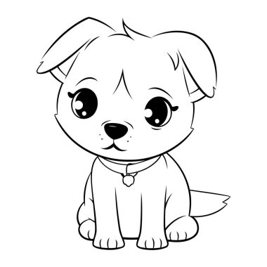 Tatlı çizgi film köpeği. Vektör çizimi. Çocuklar için boyama kitabı.