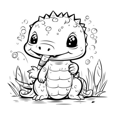 Çocuklar için şirin çizgi film dinozor boyama kitabı. Vektör illüstrasyonu