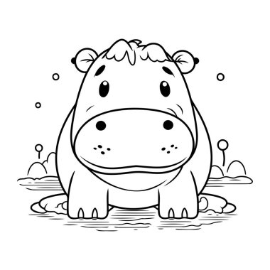 Çocuklar için boyama kitabı. Su aygırı. Vektör illüstrasyonu.