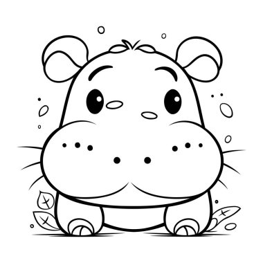 Çocuklar için boyama kitabı. Su aygırı. Vektör illüstrasyonu.