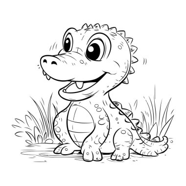 Tatlı bebek timsah. Vektör çizimi. Çocuklar için boyama kitabı.