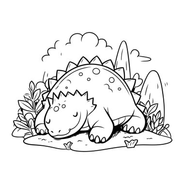 Alan vektör illüstrasyon tasarımı desenli tasarım sevimli dinozor