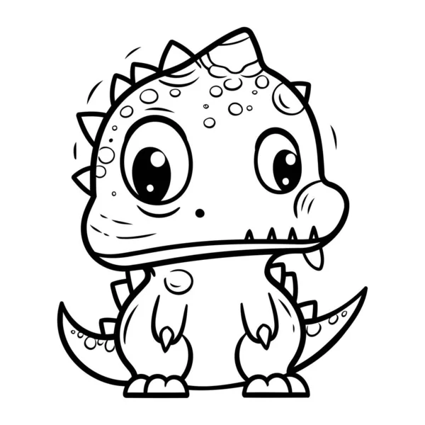 Coloring Page Outline Cute Dinosaur Cartoon Character Vector Illustration — Stock Vector