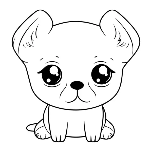 Cute Cartoon Dog Vector Illustration Coloring Book Page — Stock Vector