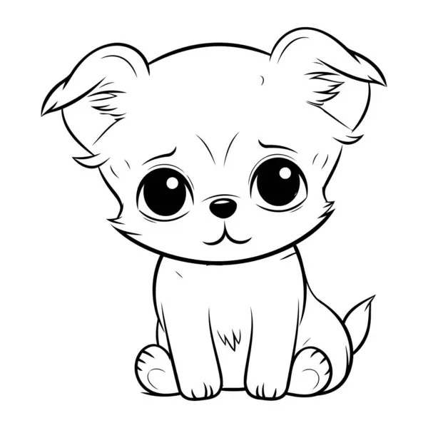 Desenhos Animados Bonitos Chihuahua Preto Branco Ilustração — Vetor de Stock