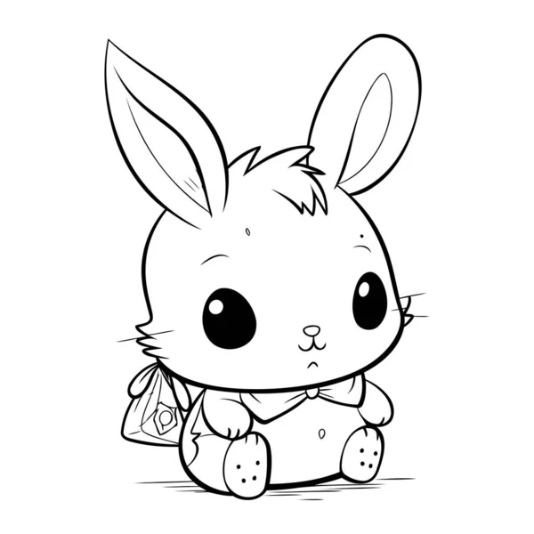 Sevimli Çizgi Film Tavşanı Boyama Kitabı Veya Sayfa Için Vektör — Stok Vektör