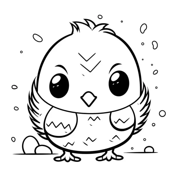 Czarno Białe Kreskówki Ilustracja Cute Owl Ptak Charakter Kolorowanki — Wektor stockowy