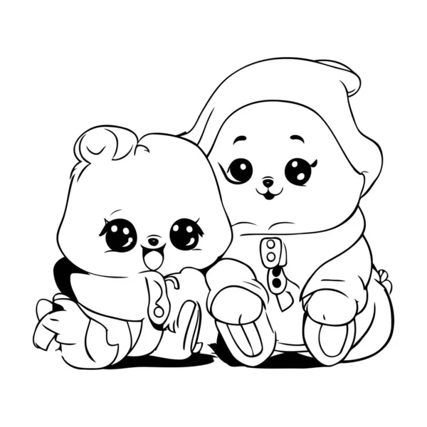 Słodkie Mały Niedźwiedź Panda Dziecko Zwierzęta Kreskówka Wektor Ilustracja Grafika — Wektor stockowy