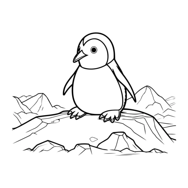 Målarbok För Barn Pingvinen Klippan Vektorillustration — Stock vektor