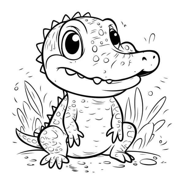 Cute Baby Crocodile Coloring Book Vector Illustration — Stock Vector