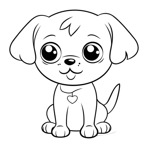 Lindo Perro Dibujos Animados Sobre Fondo Blanco Ilustración Vectorial Para — Vector de stock