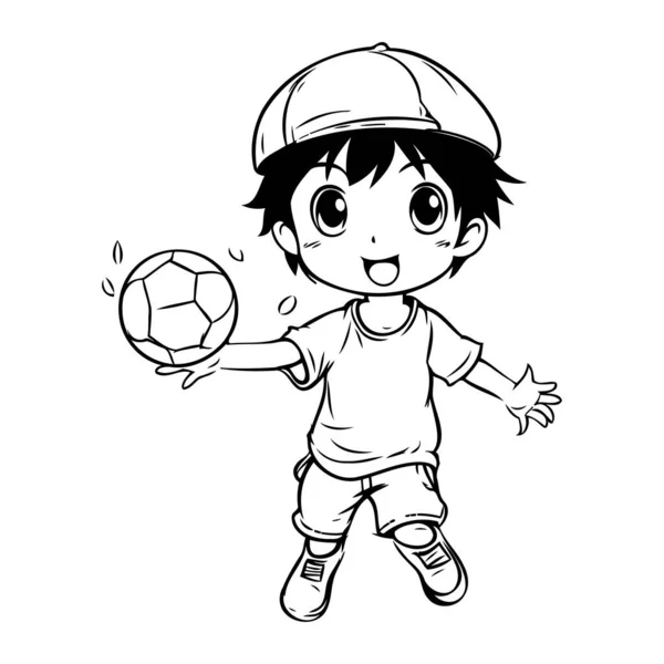 Rapaz Jogar Futebol Com Uma Bola Fundo Branco Ilustração Vetorial —  Vetores de Stock