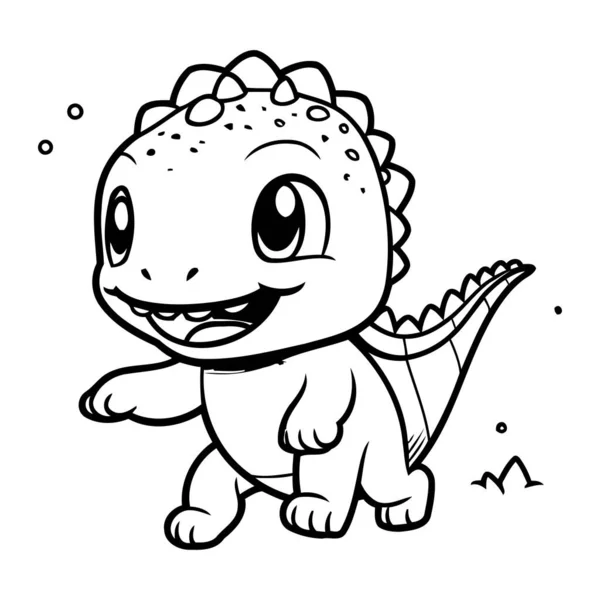 Cute Dinosaur Cartoon Vector Illustration Coloring Book Page — Stock Vector