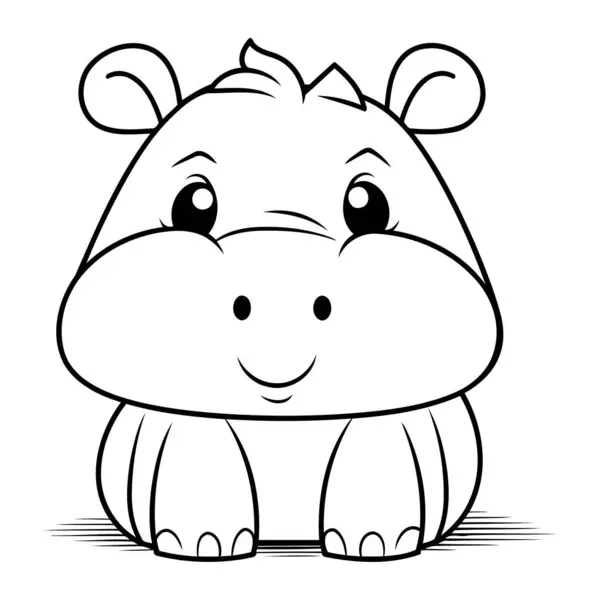 Cute Hipopotama Kolorowanki Ilustracja Wektora — Wektor stockowy