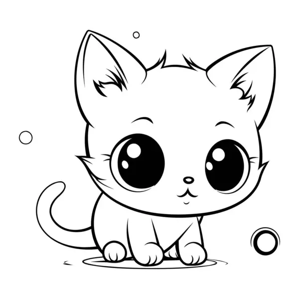 Lindo Gato Dibujos Animados Ilustración Vectorial Libro Para Colorear Para — Vector de stock