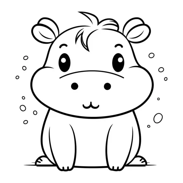 Cute Hipopotama Kolorowanki Dla Dzieci Ilustracja Wektora — Wektor stockowy