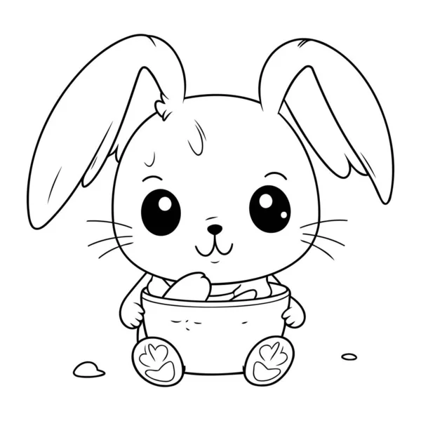 Cute Little Rabbit Easter Egg Basket Vector Illustration Design — Stock Vector