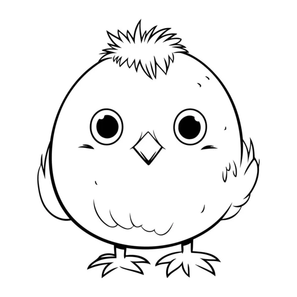 Ασπρόμαυρη Χαριτωμένο Chicks Cartoon Χαρακτήρας Vector Εικονογράφηση — Διανυσματικό Αρχείο