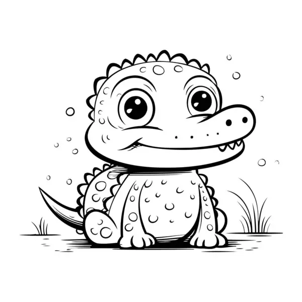 Cute Crocodile Vector Illustration Coloring Book Page — Stock Vector