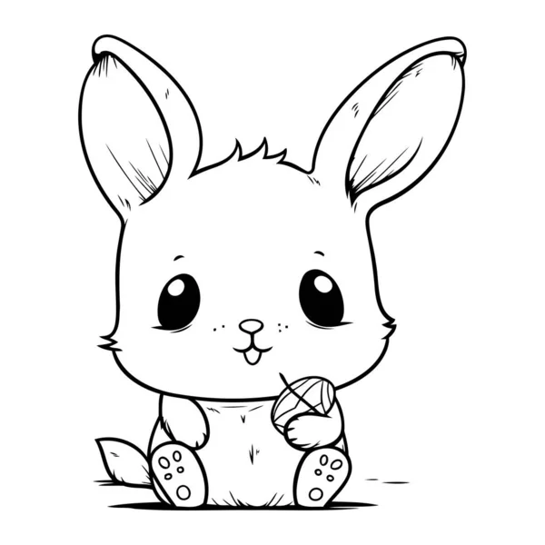 Cute Cartoon Bunny Easter Egg Vector Illustration Coloring Book — Stock Vector
