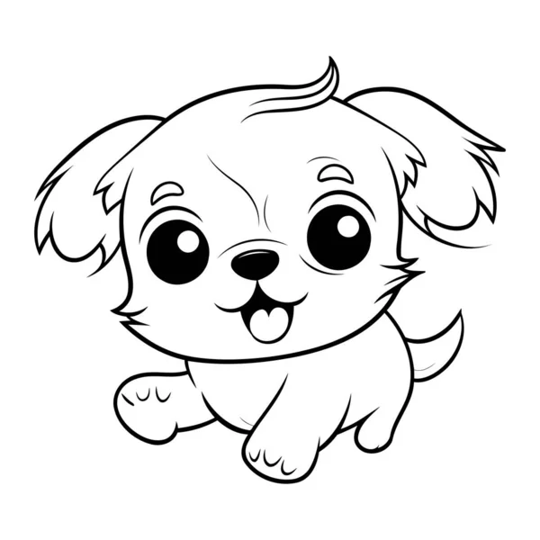 Dibujos Animados Lindo Cachorro Vector Ilustración Libro Para Colorear Para — Vector de stock
