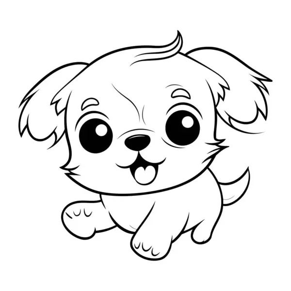 stock vector Cute Cartoon Puppy Vector Illustration. Coloring Book for Kids