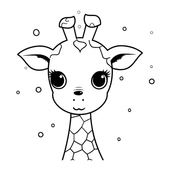 Cute Giraffe Animal Cartoon Vector Illustration Graphic Design Black White — Stock Vector