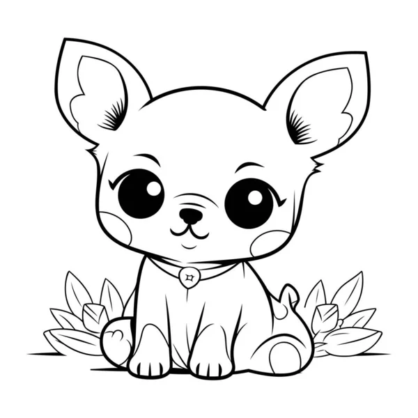 Lindo Dibujo Animado Chihuahua Vector Ilustración Para Colorear Libro — Vector de stock
