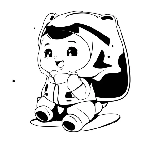 Niedlichen Kleinen Jungen Mit Astronautenanzug Cartoon Vektor Illustration Grafik Design — Stockvektor
