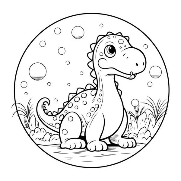 Coloring Book Children Dinosaur Circle Vector Illustration — Stock Vector