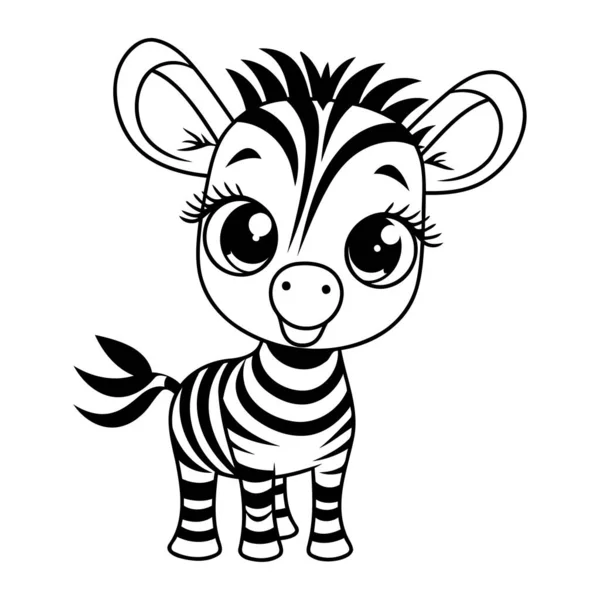 Leuke Cartoon Zebra Geïsoleerd Witte Achtergrond Vectorillustratie — Stockvector
