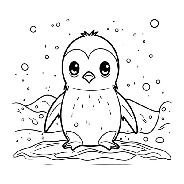 Página Para Colorear Esquema Pingüino Dibujos Animados Ilustración Vectorial — Vector de stock
