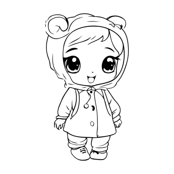 Anime Kids Coloring Pages Anime Girl Outline Sketch Drawing Vector