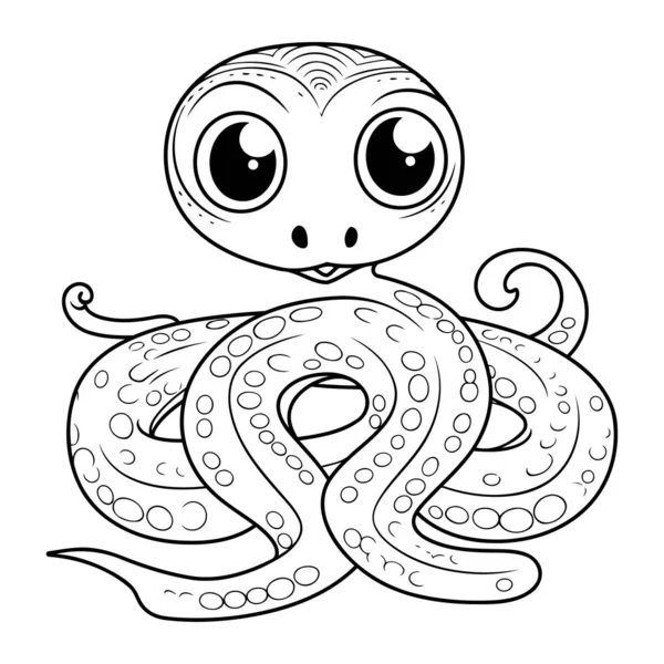Octopus Coloring Book Children Black White Vector Illustration — Stock Vector
