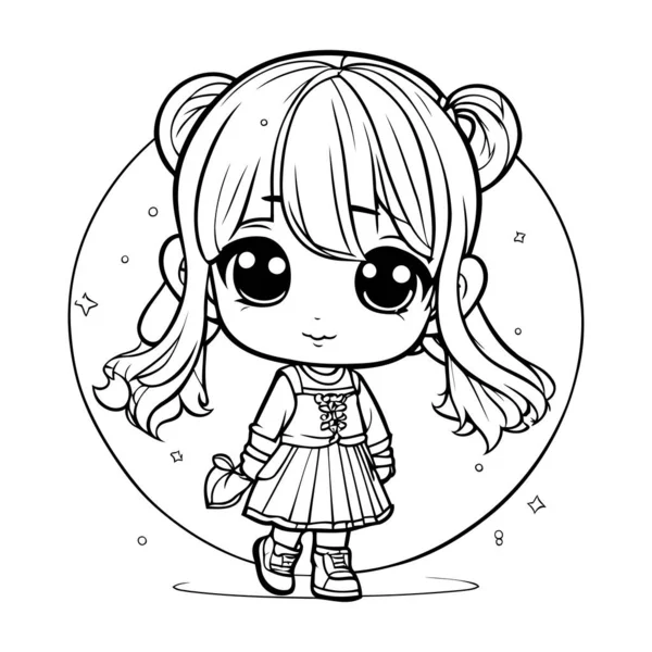 Anime Girl Drawing a Picture, Vector Coloring for Children. Cute Young Anime  Girl in Manga Comic Style.Black and White Stock Vector - Illustration of  nature, character: 273776682