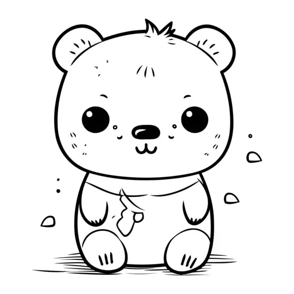 Czarno Białe Kreskówki Ilustracja Cute Bear Charakter Kolorowanki — Wektor stockowy