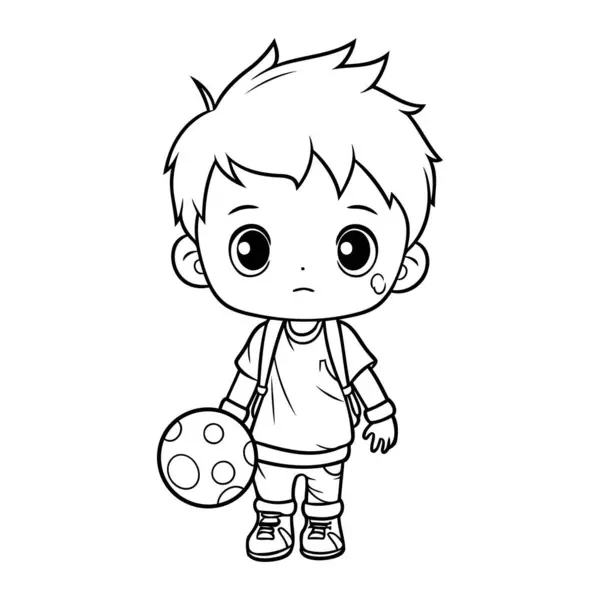 Lindo Niño Con Pelota Fútbol Vector Dibujos Animados Ilustración Diseño — Vector de stock