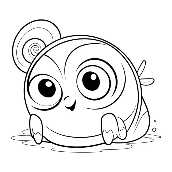 Illustration Cute Fish Cartoon Character Coloring Book — Stock Vector