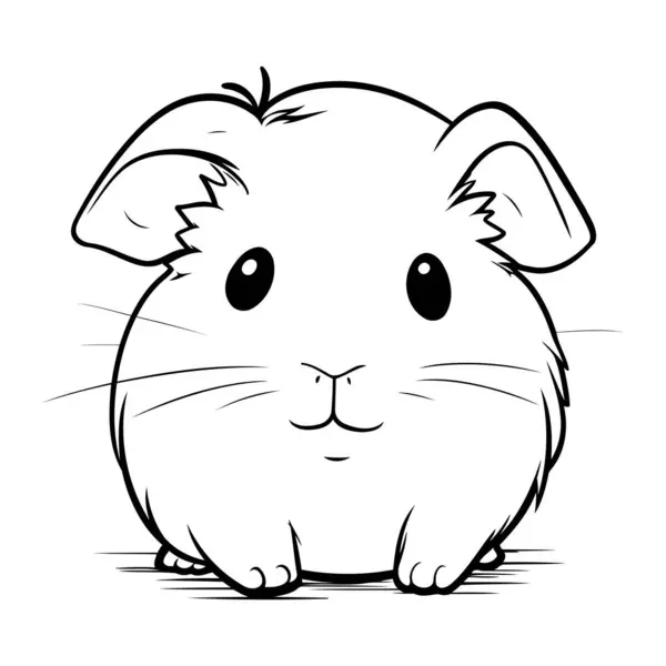 Black White Cartoon Illustration Cute Little Hamster Animal Character Coloring — Stock Vector