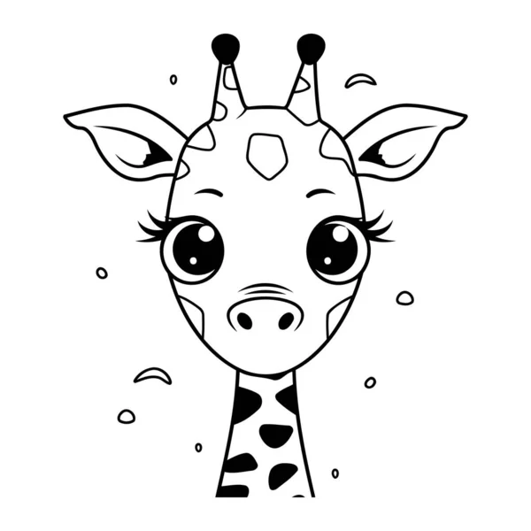 黑白相间的可爱长颈鹿头卡通人物图解设计 — 图库矢量图片
