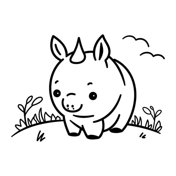 Joli Cochon Dessin Animé Illustration Vectorielle Dans Style Doodle — Image vectorielle
