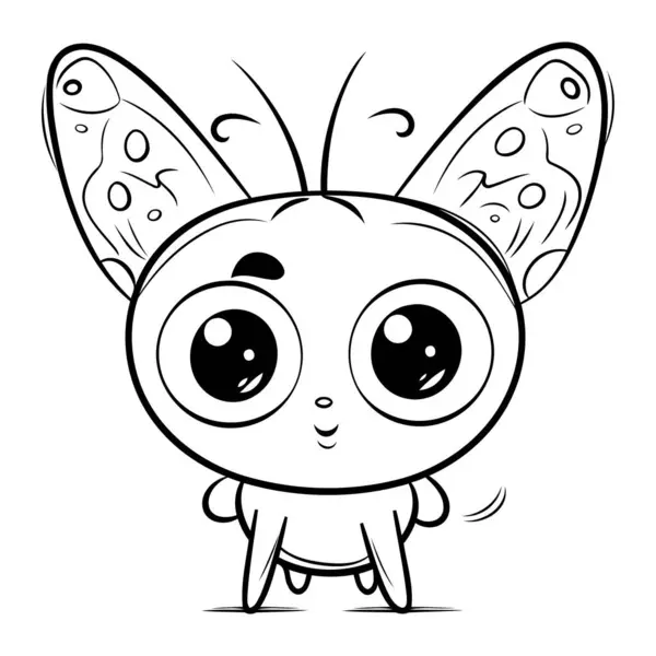 Black White Cartoon Illustration Cute Butterfly Animal Character Coloring Book — Stock Vector