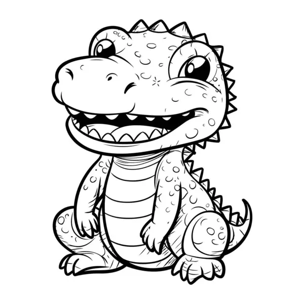 Cartoon Crocodile Coloring Book Children Vector Illustration — Stock Vector