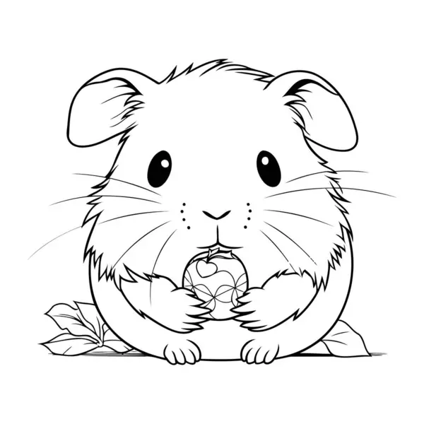 Niedlicher Hamster Mit Osterei Vektor Illustration Für Malbuch — Stockvektor